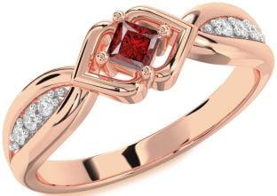 Diamond Ruby Rose Gold Princess Promise Ring