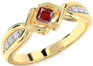 Diamond Ruby Gold Princess Promise Ring