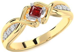 Diamond Ruby Platinum & Yellow Gold Princess Promise Ring