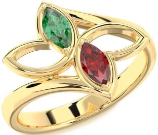 Gold Butterfly Marquise Two Stone Promise Ring