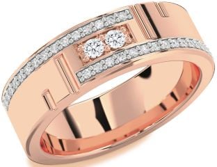 Men's Diamond Rose Gold Round Two Stone Band Ring
