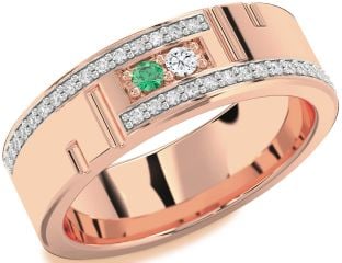 Men's Diamond Rose Gold Round Two Stone Promise Band Ring