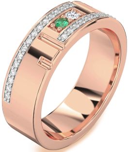 Men's Diamond Rose Gold Round Two Stone Promise Band Ring