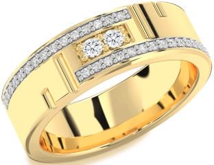 Men's Diamond Gold Round Two Stone Band Ring