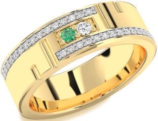 Men's Diamond Gold Round Two Stone Promise Band Ring