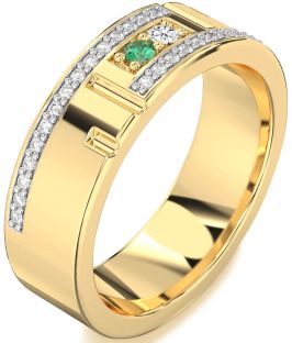 Men's Diamond Gold Round Two Stone Promise Band Ring