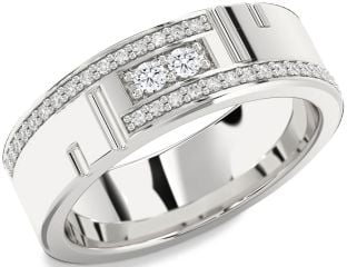 Men's Diamond Platinum Round Two Stone Band Ring