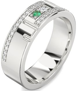 Men's Diamond Platinum Round Two Stone Promise Band Ring