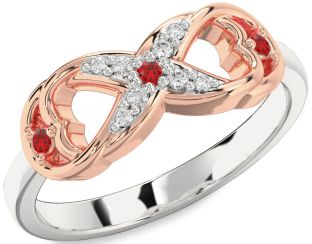Diamond Ruby Platinum & Rose Gold Infinity Ring