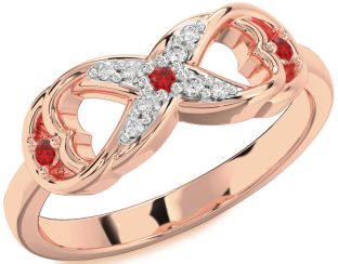 Diamond Ruby Rose Gold Infinity Ring