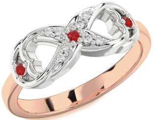 Diamond Ruby Platinum & Rose Gold Infinity Ring
