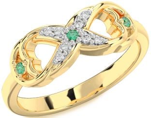 Diamond Emerald Gold Infinity Ring