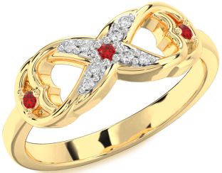Diamond Ruby Gold Infinity Ring