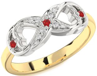 Diamond Ruby Platinum & Yellow Gold Infinity Ring