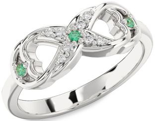 Diamond Emerald Platinum Infinity Ring