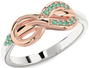 Emerald Platinum & Rose Gold Infinity Ring
