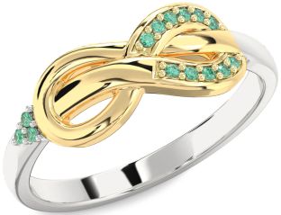 Emerald Platinum & Yellow Gold Infinity Ring