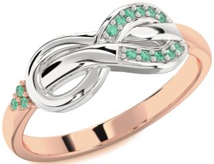Emerald Platinum & Rose Gold Infinity Ring
