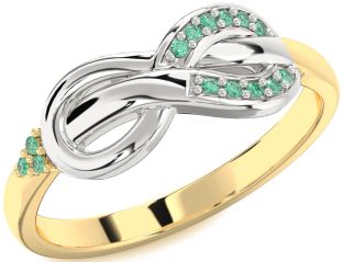 Emerald Platinum & Yellow Gold Infinity Ring