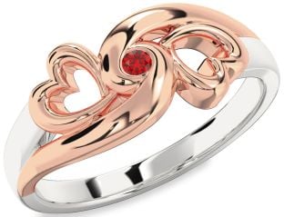 Ruby Platinum & Rose Gold Infinity Heart Promise Ring