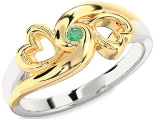 Emerald Platinum & Yellow Gold Infinity Heart Promise Ring