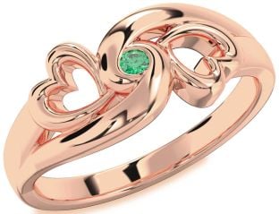 Emerald Rose Gold Infinity Heart Promise Ring