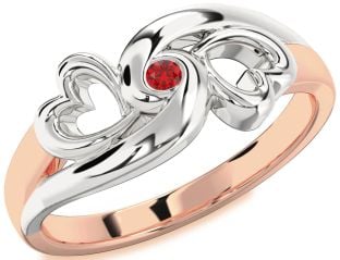 Ruby Platinum & Rose Gold Infinity Heart Promise Ring