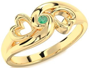 Emerald Gold Infinity Heart Promise Ring