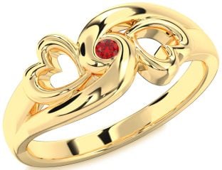 Ruby Gold Infinity Heart Promise Ring