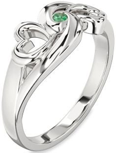 Emerald Platinum Infinity Heart Promise Ring
