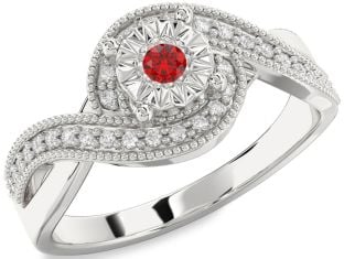 Diamond Ruby Platinum Round Promise Ring