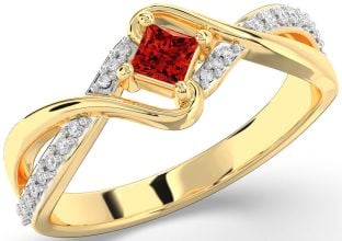 Diamond Ruby Gold Princess Promise Ring