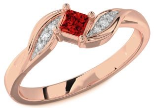 Diamond Ruby Rose Gold Princess Promise Ring