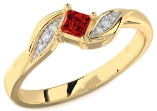 Diamond Ruby Gold Princess Promise Ring