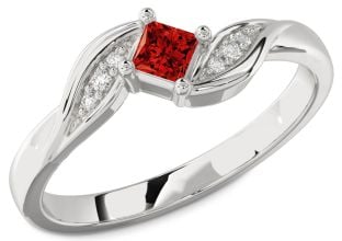 Diamond Ruby Platinum Princess Promise Ring