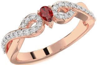 Diamond Ruby Rose Gold Infinity Pear Promise Ring