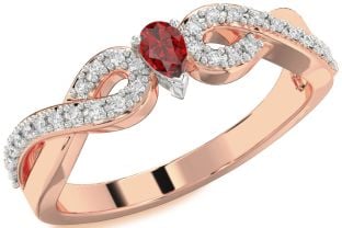 Diamond Ruby Platinum & Rose Gold Infinity Pear Promise Ring