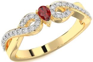 Diamond Ruby Gold Infinity Pear Promise Ring