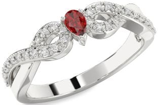 Diamond Ruby Platinum Infinity Pear Promise Ring