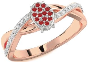Diamond Ruby Platinum & Rose Gold Knot Round Promise Ring