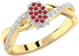 Diamond Ruby Platinum & Yellow Gold Knot Round Promise Ring