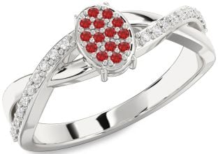 Diamond Ruby Platinum Knot Round Promise Ring
