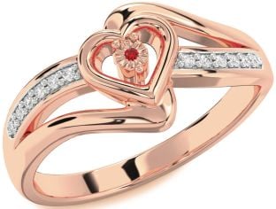 Diamond Ruby Rose Gold Heart Promise Ring