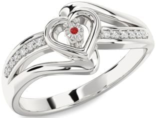 Diamond Ruby Platinum Heart Promise Ring
