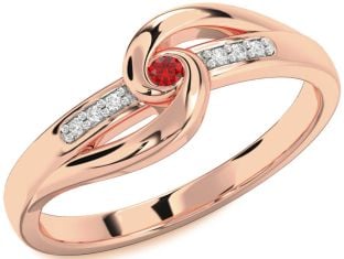Diamond Ruby Rose Gold Knot Round Promise Ring