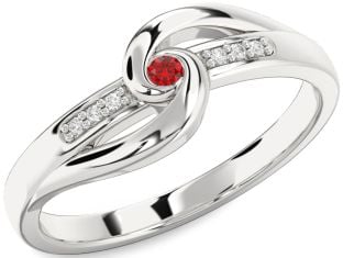 Diamond Ruby Platinum Knot Round Promise Ring