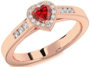 Diamond Ruby Rose Gold Heart Promise Ring