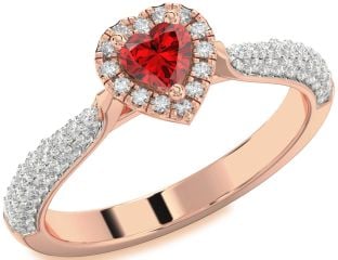 Diamond Ruby Rose Gold Heart Pave Promise Ring
