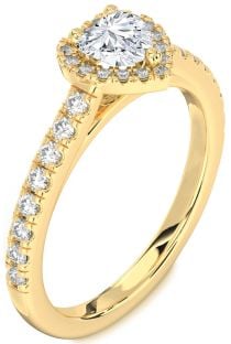 Diamond Gold Heart Halo Pave Engagement Ring
