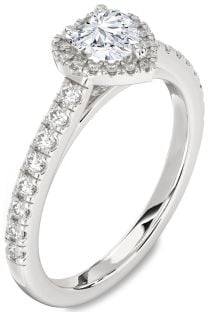 Diamond White Gold Heart Halo Pave Engagement Ring